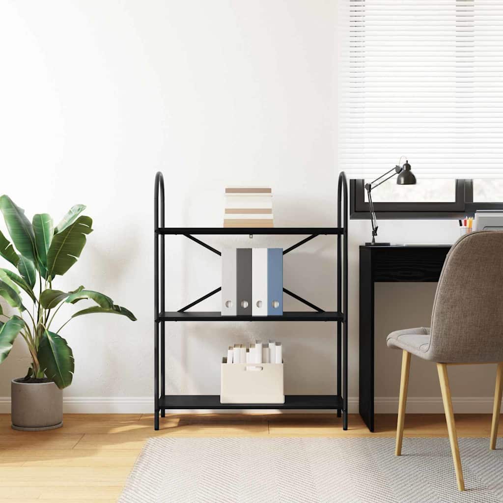 Bücherregal Schwarz Eichen-Optik 80 x 30 x 109 cm Holzwerkstoff