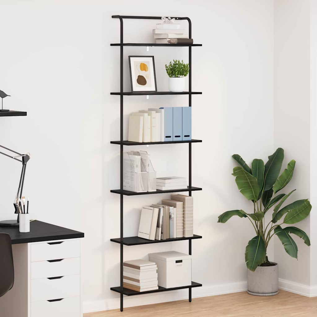 Bücherregal Schwarz Eichen-Optik 60 x 24 x 203 cm Holzwerkstoff