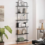Bücherregal Schwarz Eichen-Optik 60 x 24 x 203 cm Holzwerkstoff