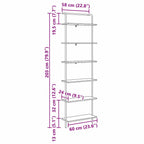 Bücherregal Schwarz Eichen-Optik 60 x 24 x 203 cm Holzwerkstoff