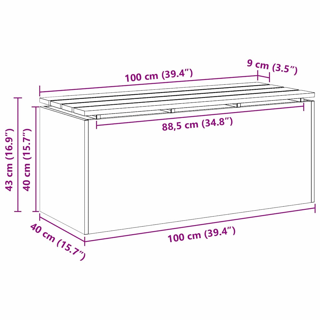 Gartenbank Anthrazit 100 x 40 x 43 cm