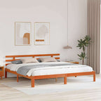 Bettrahmen Wachsbraun 203,5 x 205,5 x 69,5 cm Massivholz Kiefer