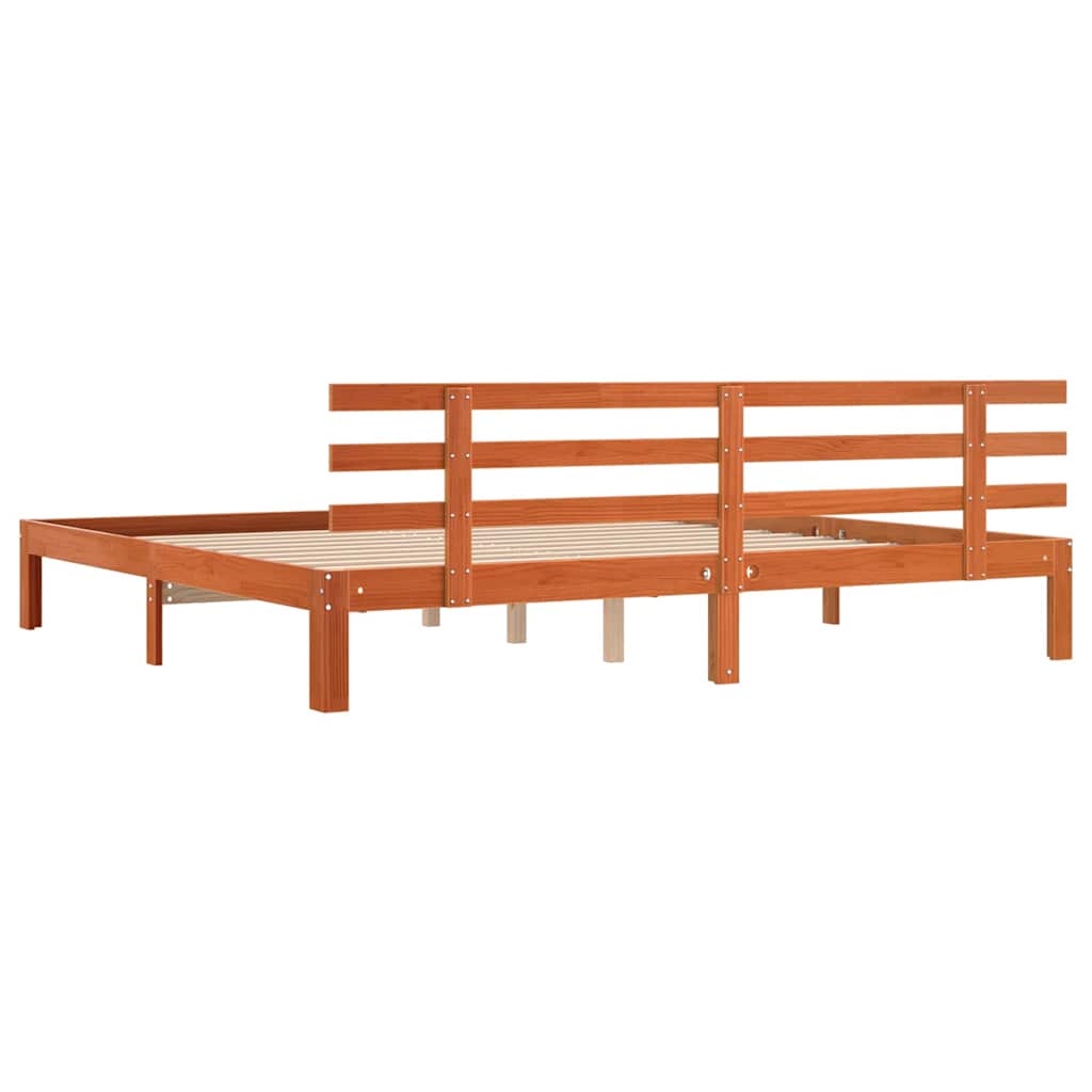 Bettrahmen Wachsbraun 203,5 x 205,5 x 69,5 cm Massivholz Kiefer