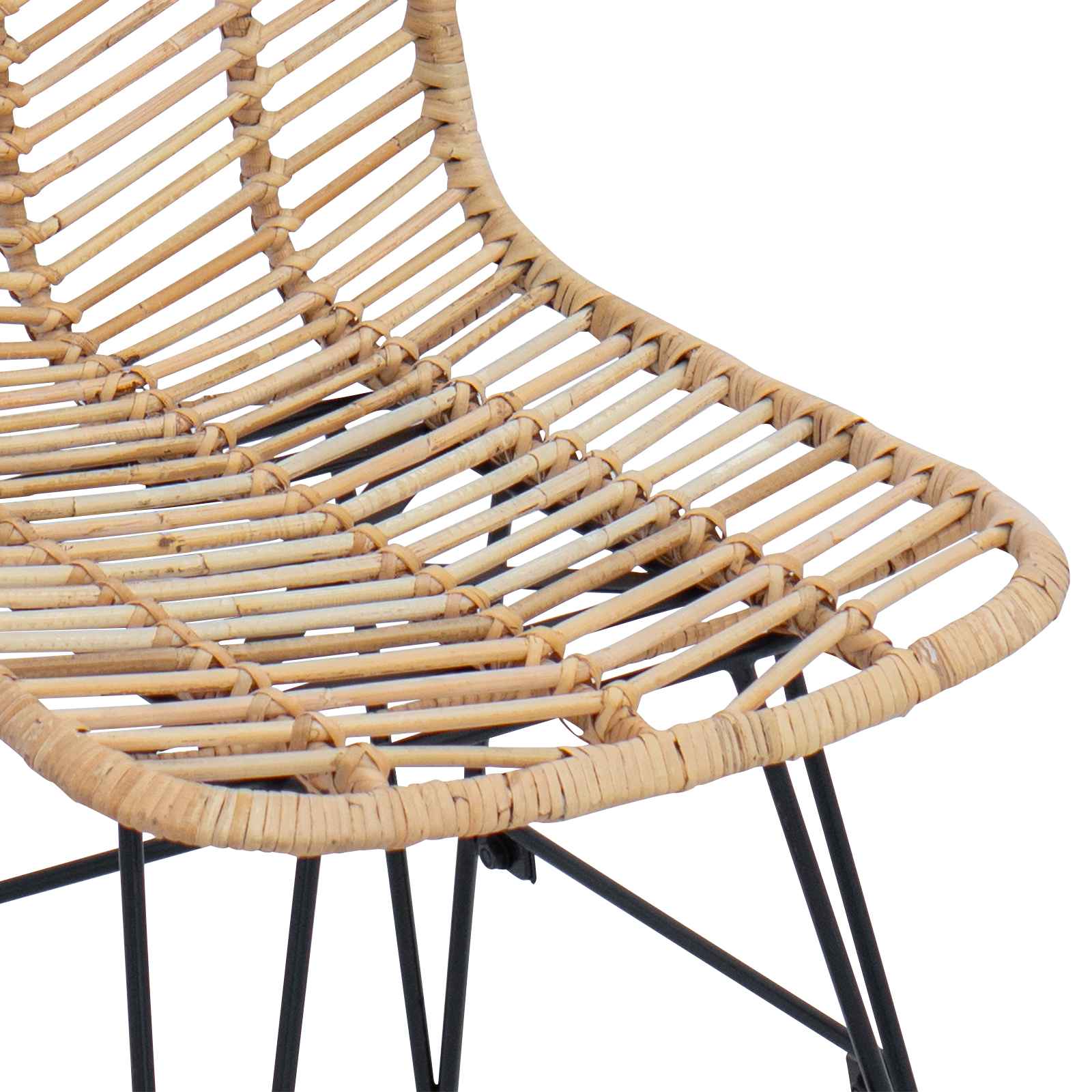 Esszimmerstuhl 2 pcs Rattan und Eisen Natur 44,5 x 54,5 x 85 cm