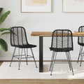 Esszimmerstuhl 2 pcs Rattan und Eisen Schwarz
