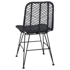 Esszimmerstuhl 2 pcs Rattan und Eisen Schwarz