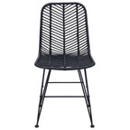 Esszimmerstuhl 2 pcs Rattan und Eisen Schwarz