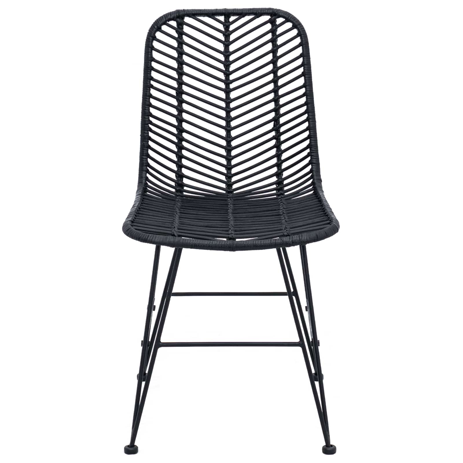 Esszimmerstuhl 2 pcs Rattan und Eisen Schwarz