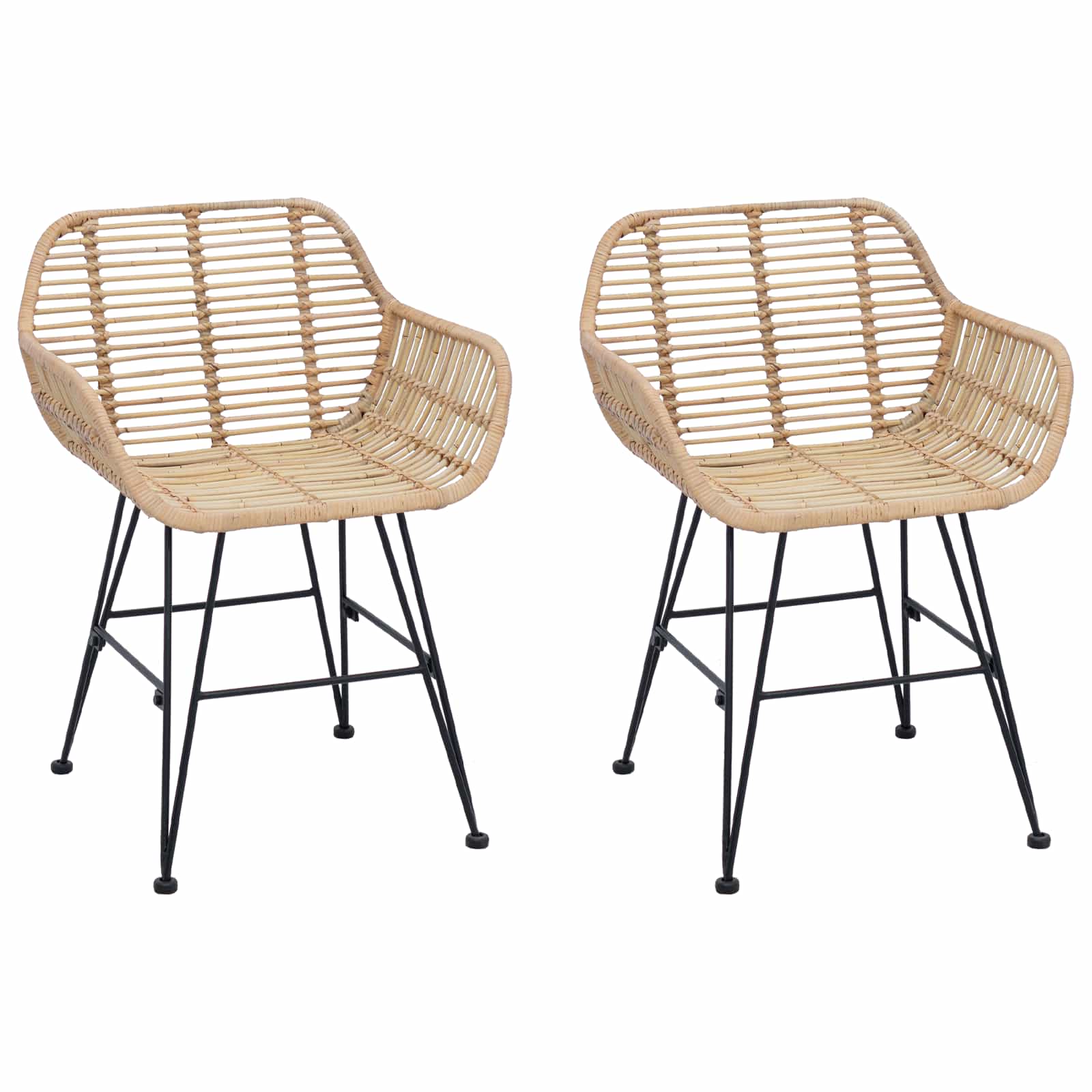 Esszimmerstuhl 2 pcs Rattan und Eisen Natur 55 x 50 x 74 cm