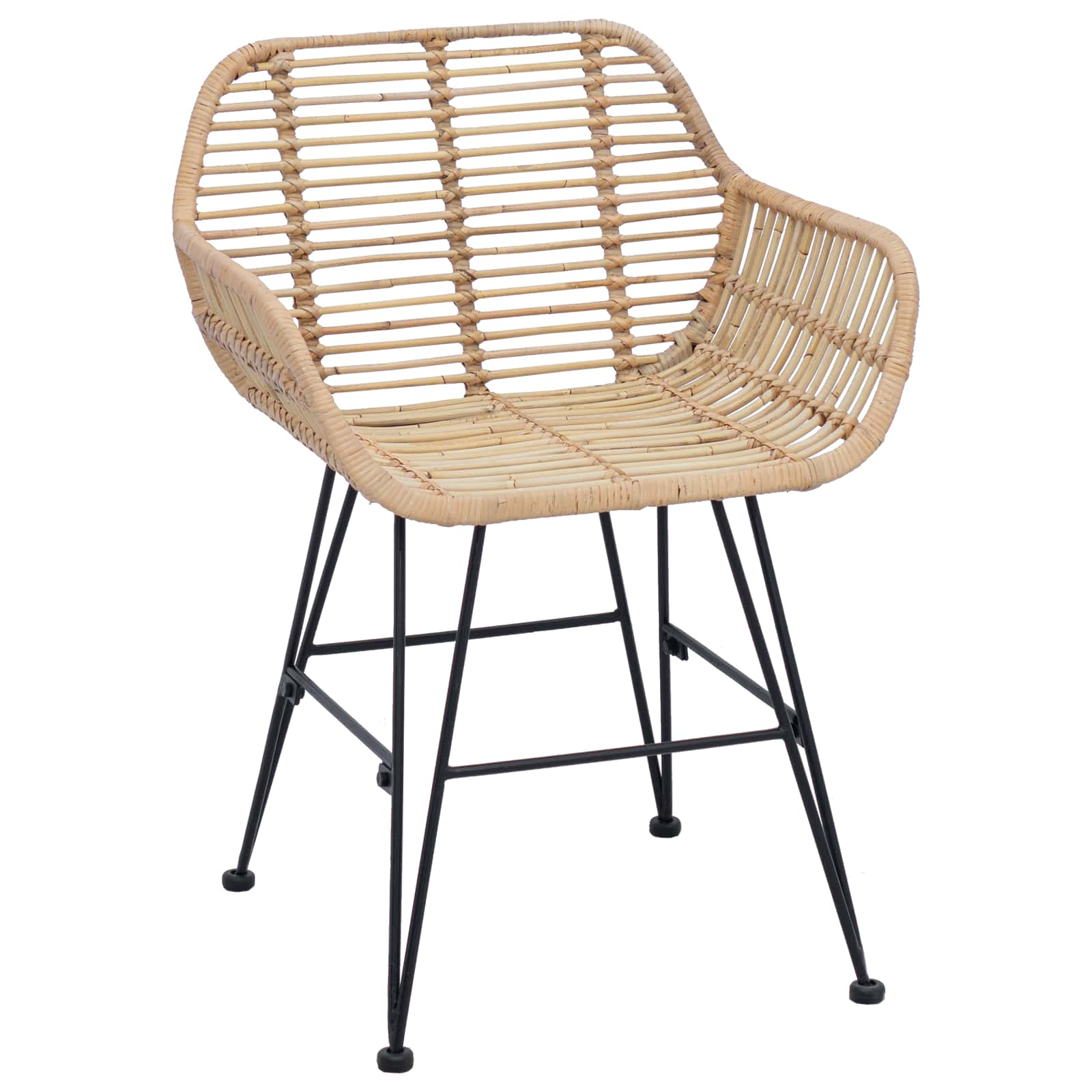 Esszimmerstuhl 2 pcs Rattan und Eisen Natur 55 x 50 x 74 cm