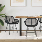 Esszimmerstuhl 2 pcs Rattan und Eisen Schwarz 55 x 50 x 74 cm