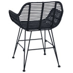 Esszimmerstuhl 2 pcs Rattan und Eisen Schwarz 55 x 50 x 74 cm