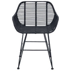 Esszimmerstuhl 2 pcs Rattan und Eisen Schwarz 55 x 50 x 74 cm