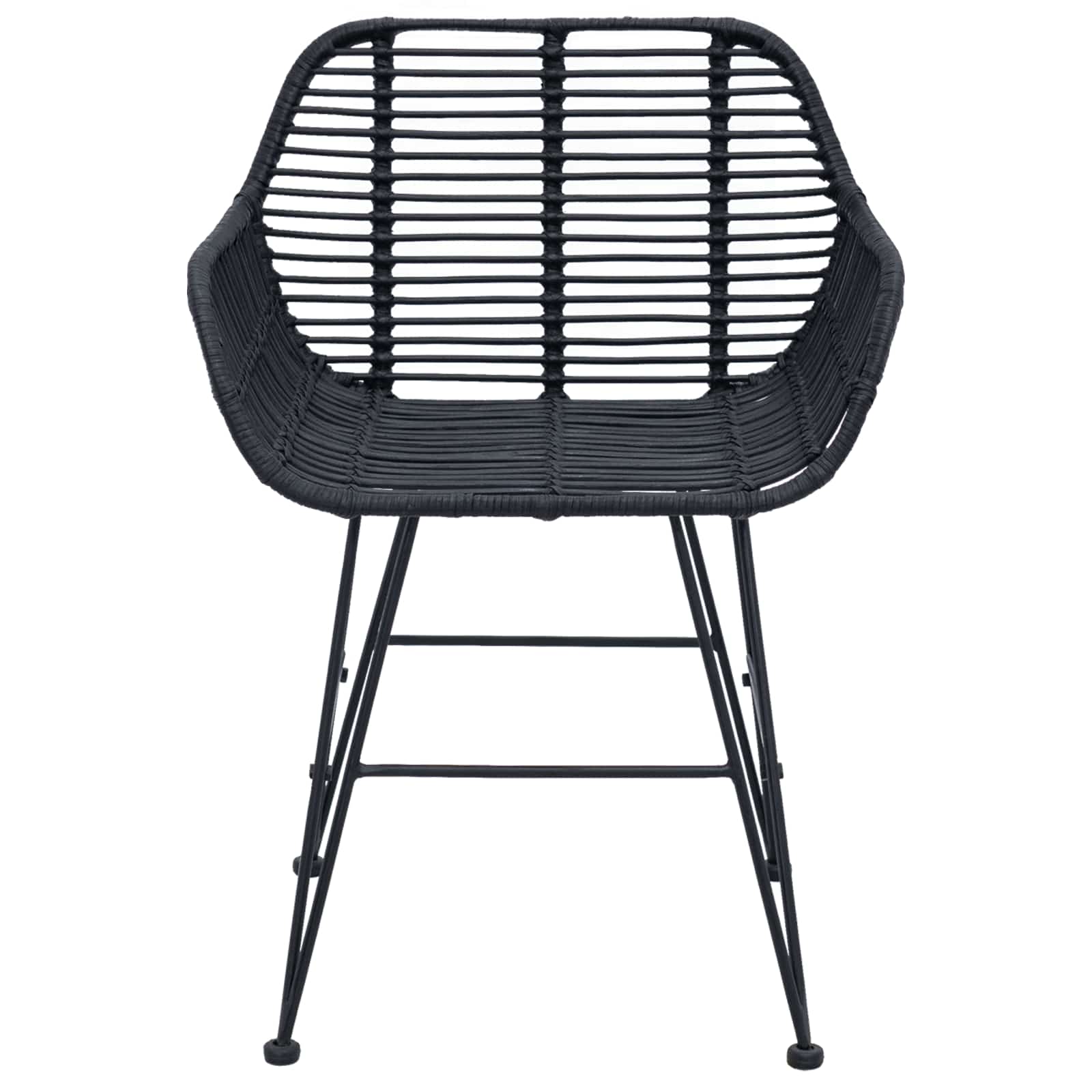 Esszimmerstuhl 2 pcs Rattan und Eisen Schwarz 55 x 50 x 74 cm