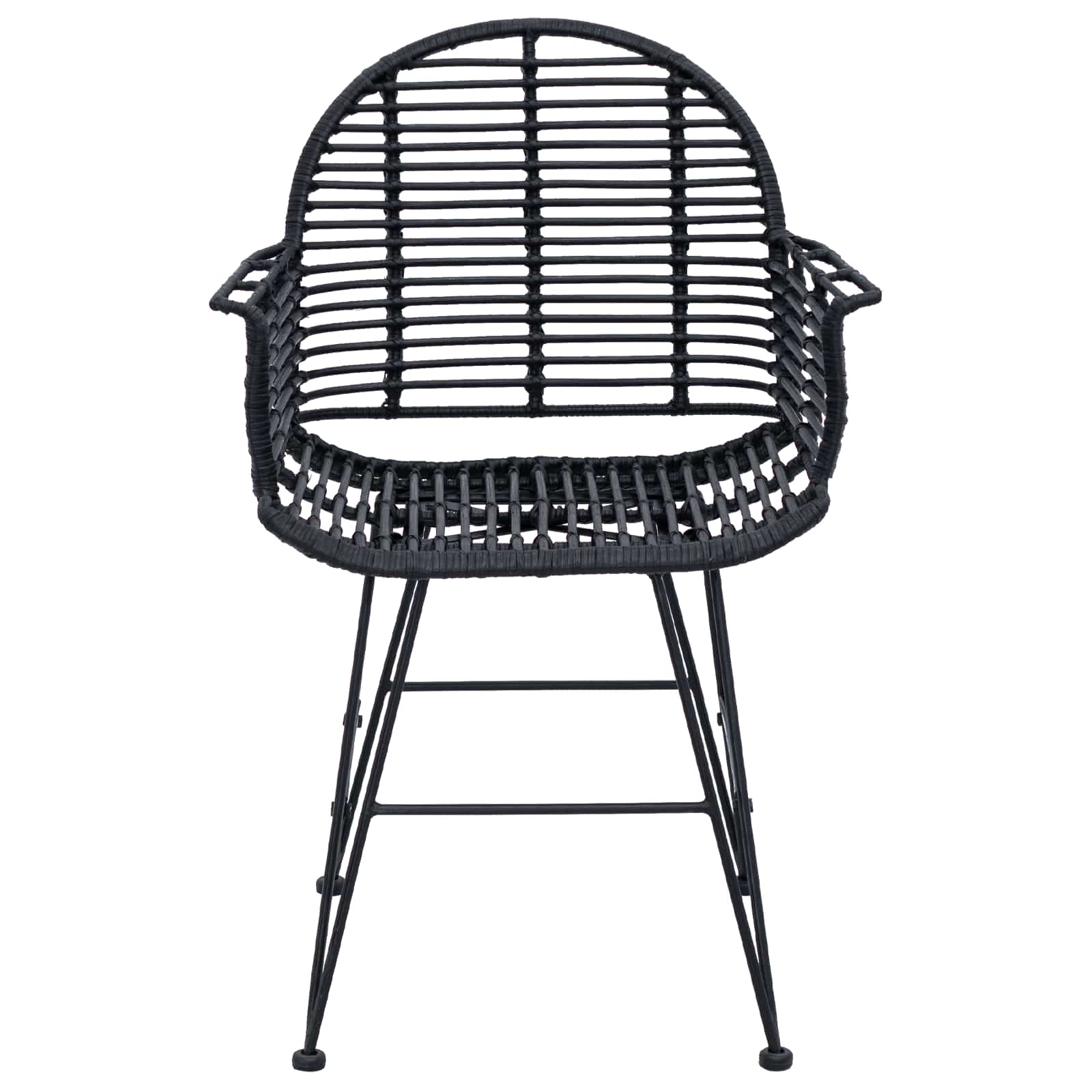 Esszimmerstuhl 2 pcs Rattan und Eisen Schwarz 57 x 55 x 85 cm