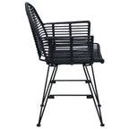 Esszimmerstuhl 2 pcs Rattan und Eisen Schwarz 57 x 55 x 85 cm