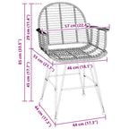 Esszimmerstuhl 2 pcs Rattan und Eisen Schwarz 57 x 55 x 85 cm