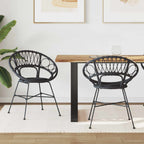 Esszimmerstuhl 2 pcs Rattan und Eisen Schwarz 54 x 65 x 82 cm