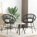 Esszimmerstuhl 2 pcs Rattan und Eisen Schwarz 54 x 65 x 82 cm