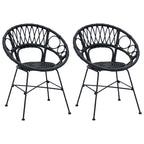 Esszimmerstuhl 2 pcs Rattan und Eisen Schwarz 54 x 65 x 82 cm