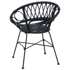 Esszimmerstuhl 2 pcs Rattan und Eisen Schwarz 54 x 65 x 82 cm