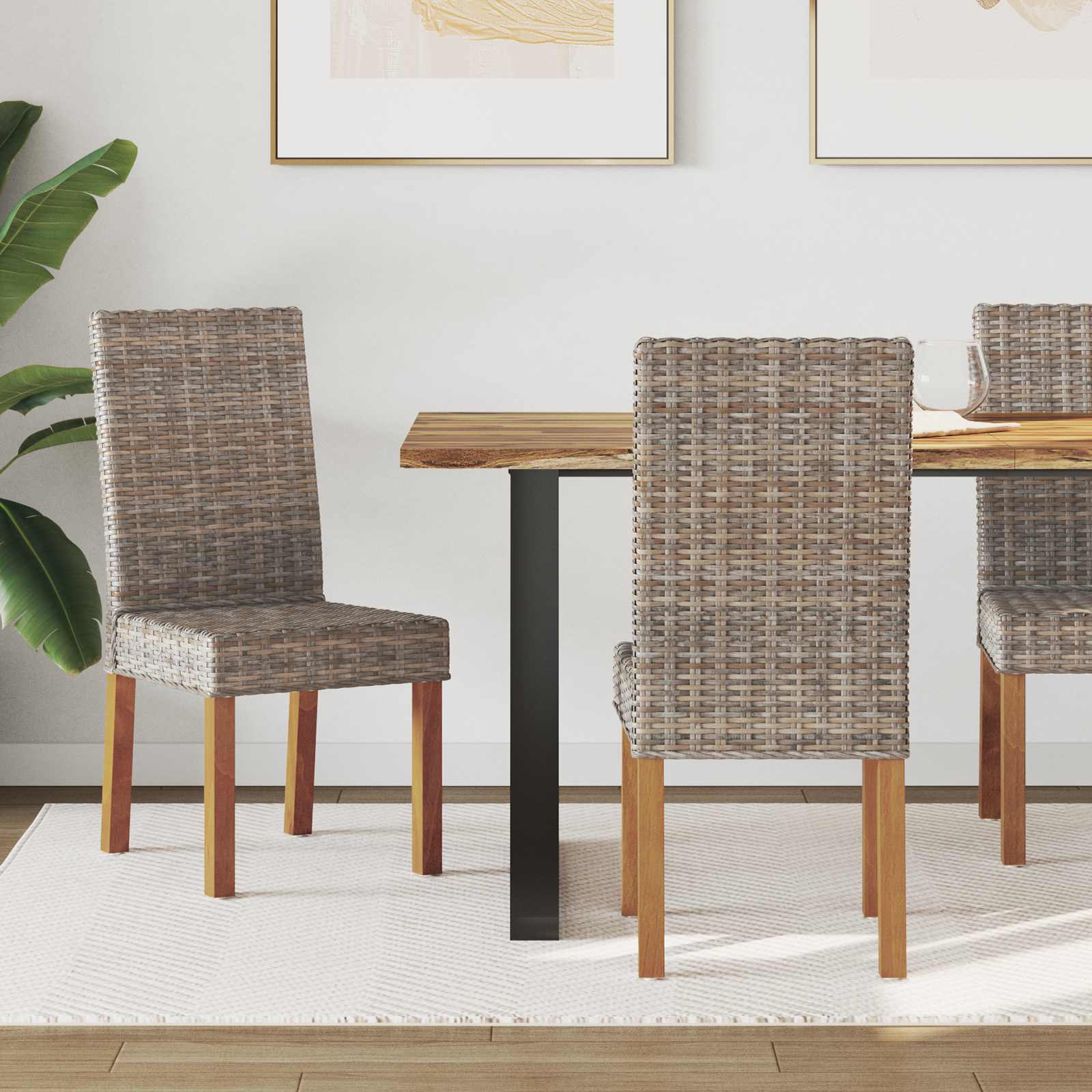 Esszimmerstuhl 2 pcs Kubu-Rattan und Massivholz aus Mahagoni