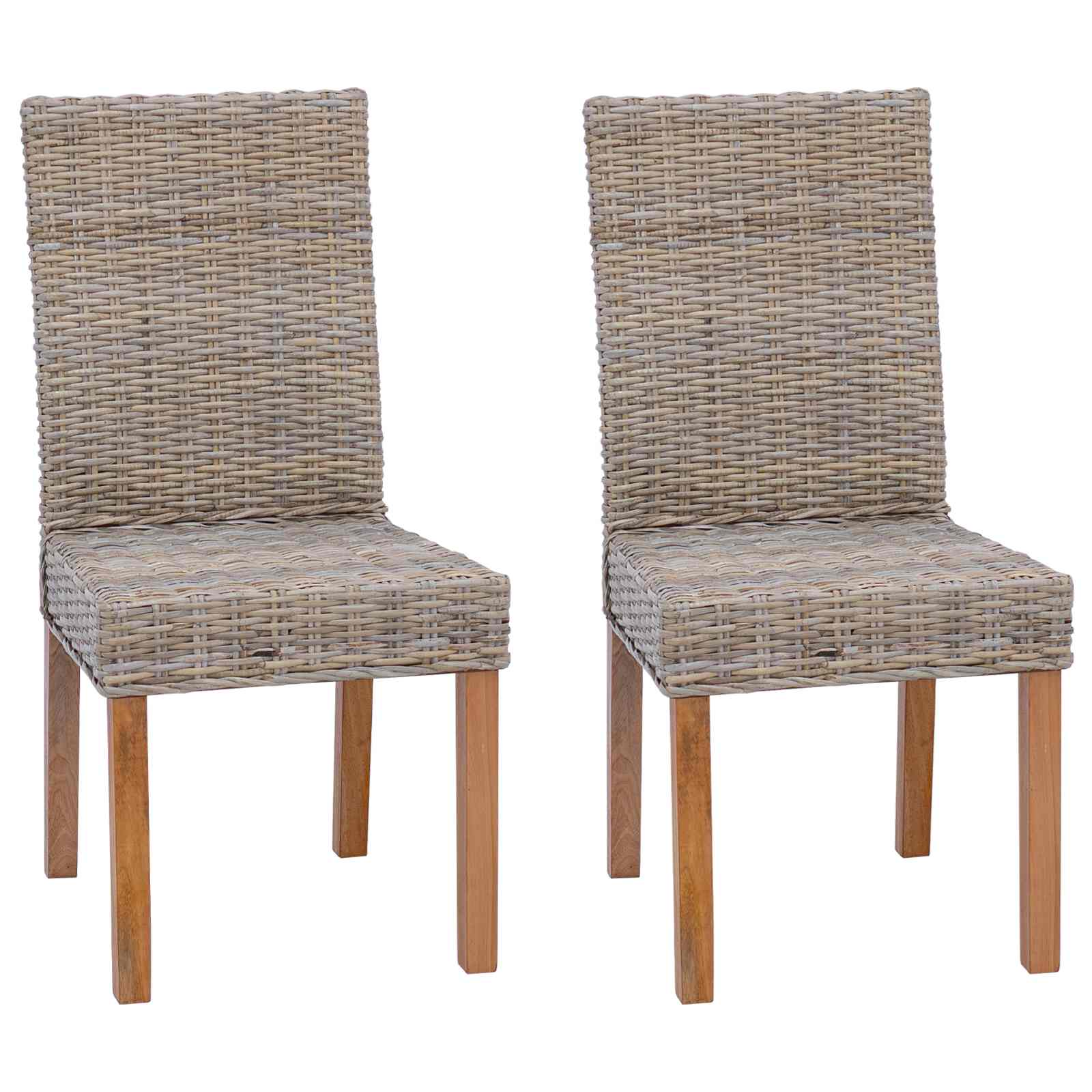 Esszimmerstuhl 2 pcs Kubu-Rattan und Massivholz aus Mahagoni