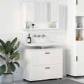 Badezimmermöbel-Set mit Regal 2 pcs Weiß Sperrholz und Metall