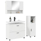 Badezimmermöbel-Set mit Regal 3 pcs Weiß Sperrholz und Metall