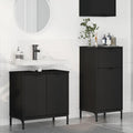 Badezimmermöbel-Set mit Tür 2 pcs Schwarz Sperrholz und Metall