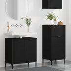 Badezimmermöbel-Set mit Tür 2 pcs Schwarz Sperrholz und Metall