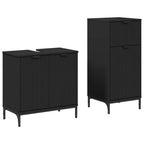 Badezimmermöbel-Set mit Tür 2 pcs Schwarz Sperrholz und Metall