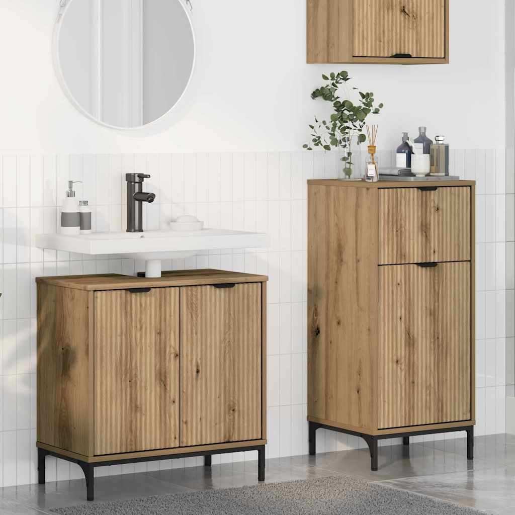 Badezimmermöbel-Set 2 pcs Artisan-Eiche Sperrholz und Metall