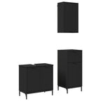 Badezimmermöbel-Set mit Tür 3 pcs Schwarz Sperrholz und Metall