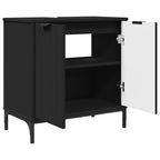 Badezimmermöbel-Set mit Tür 3 pcs Schwarz Sperrholz und Metall