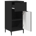 Badezimmermöbel-Set mit Tür 3 pcs Schwarz Sperrholz und Metall