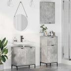 Badezimmermöbel Set mit Regal 3 pcs Betongrau Holzwerkstoff