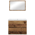 Badezimmermöbel-Set mit Schubladen 3 pcs Altholz Holzwerkstoff