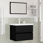Badezimmermöbel-Set 3 pcs Schwarz Eichen-Optik Holzwerkstoff