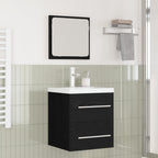 Badezimmermöbel-Set 2 pcs Schwarz Eichen-Optik Holzwerkstoff