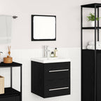 Badezimmermöbel-Set 2 pcs Schwarz Eichen-Optik Holzwerkstoff