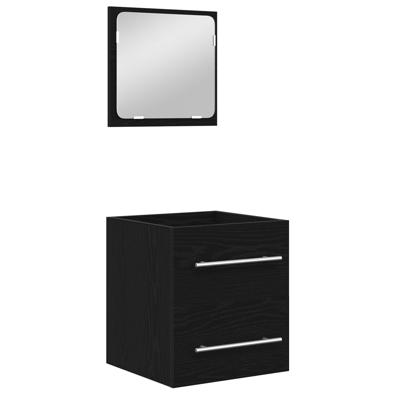 Badezimmermöbel-Set 2 pcs Schwarz Eichen-Optik Holzwerkstoff