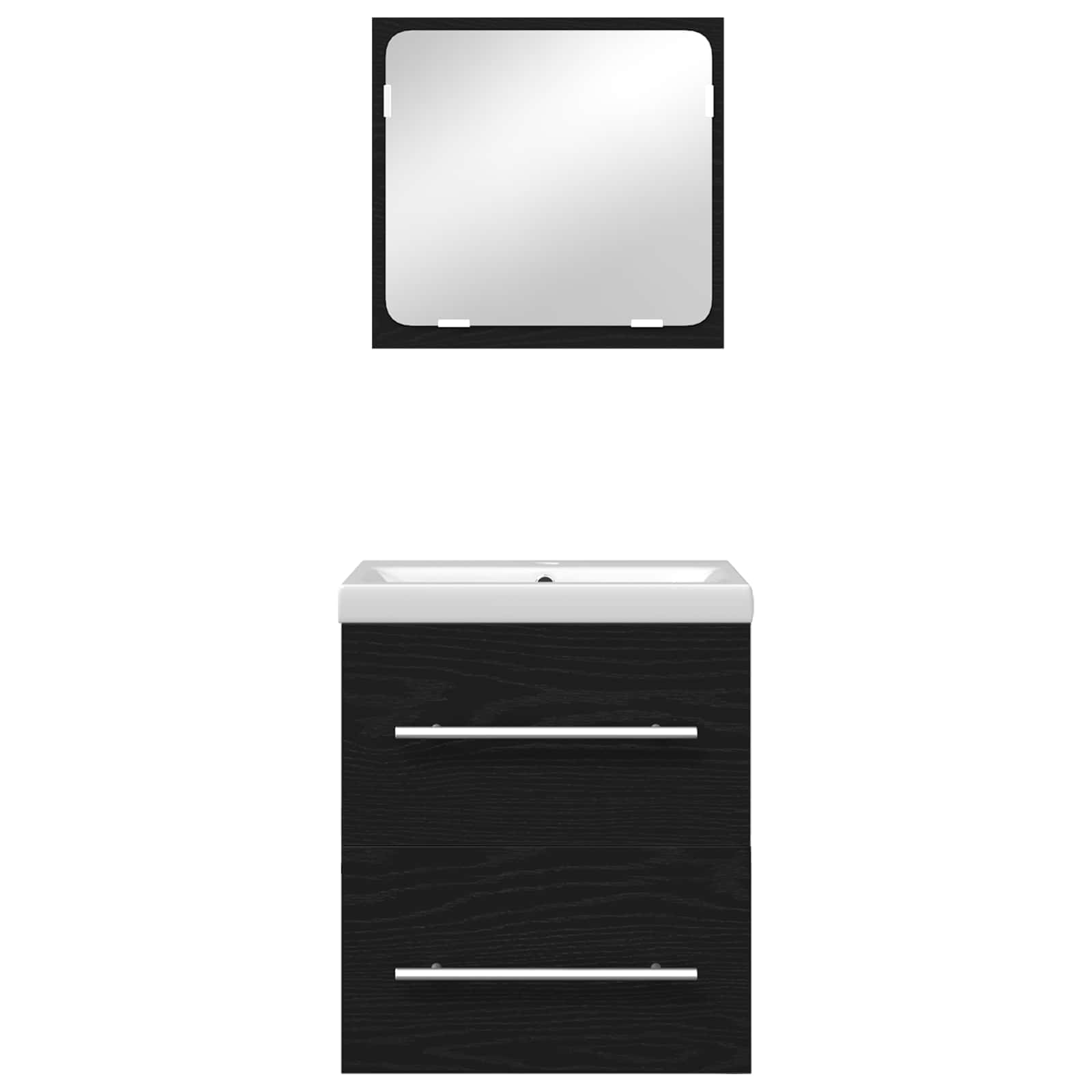 Badezimmermöbel-Set 2 pcs Schwarz Eichen-Optik Holzwerkstoff