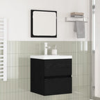 Badezimmermöbel-Set 2 pcs Schwarze Eiche und Weiß Holzwerkstoff
