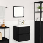 Badezimmermöbel-Set 2 pcs Schwarze Eiche und Weiß Holzwerkstoff