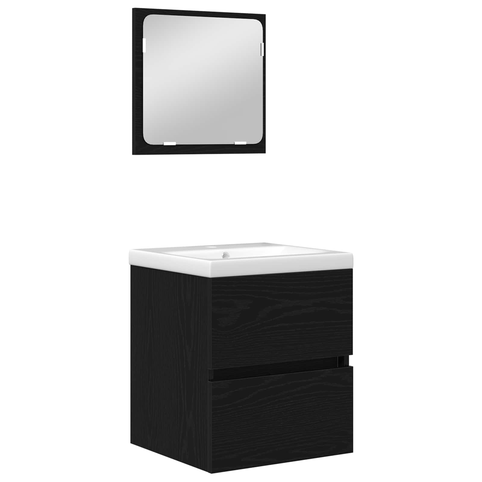 Badezimmermöbel-Set 2 pcs Schwarze Eiche und Weiß Holzwerkstoff