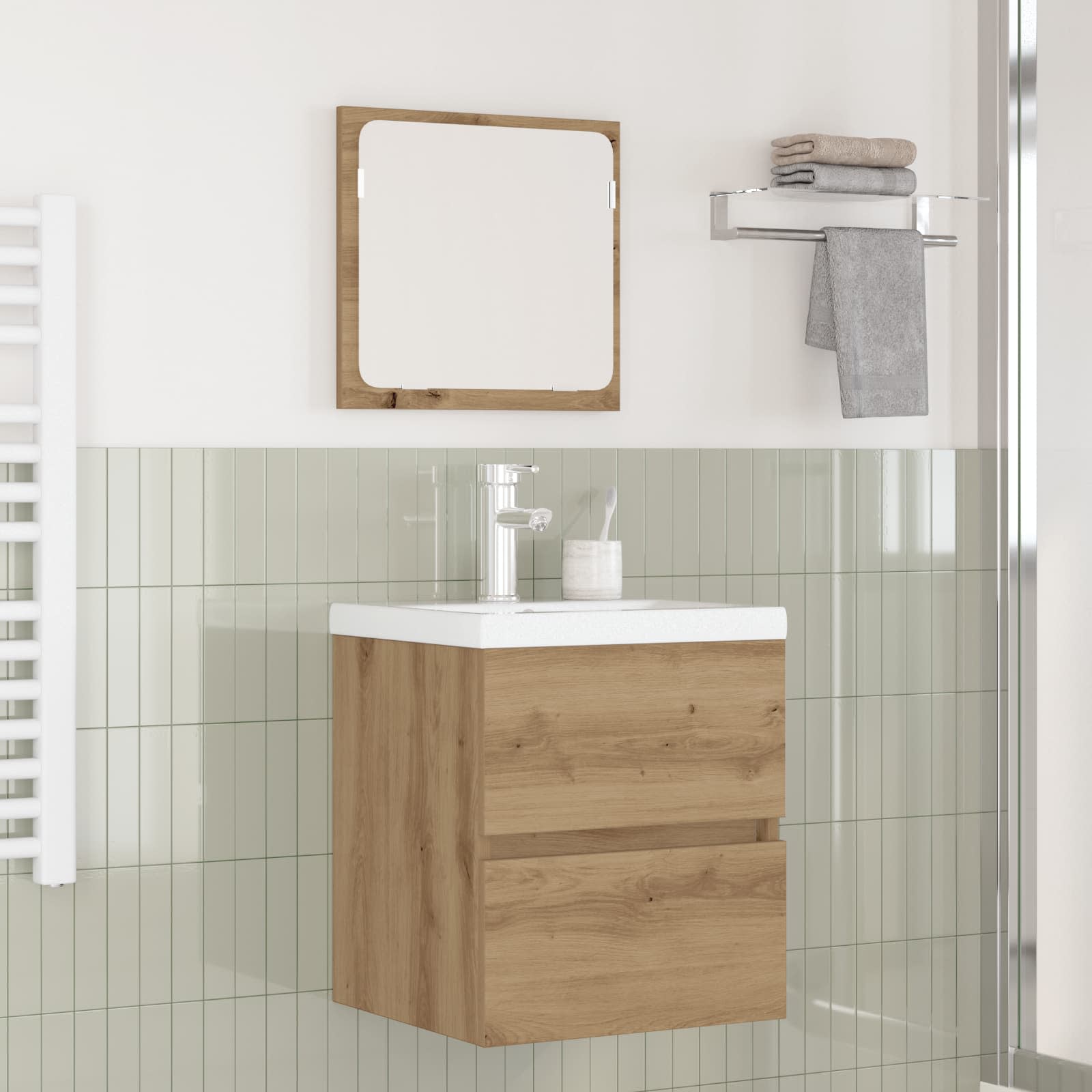 Badezimmermöbel-Set 2 pcs Artisan-Eiche und Weiß Holzwerkstoff