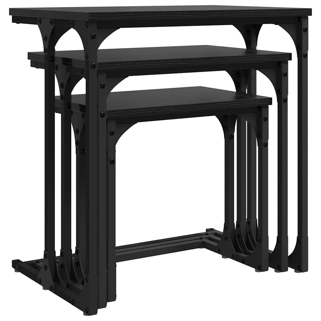 Nesting Couchtisch 3 pcs Schwarz Eichen-Optik Holzwerkstoff