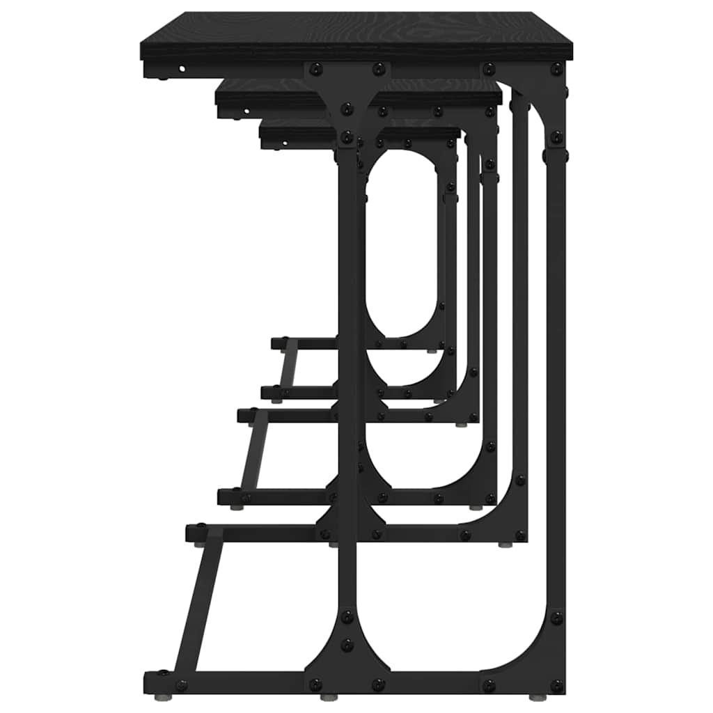 Nesting Couchtisch 3 pcs Schwarz Eichen-Optik Holzwerkstoff