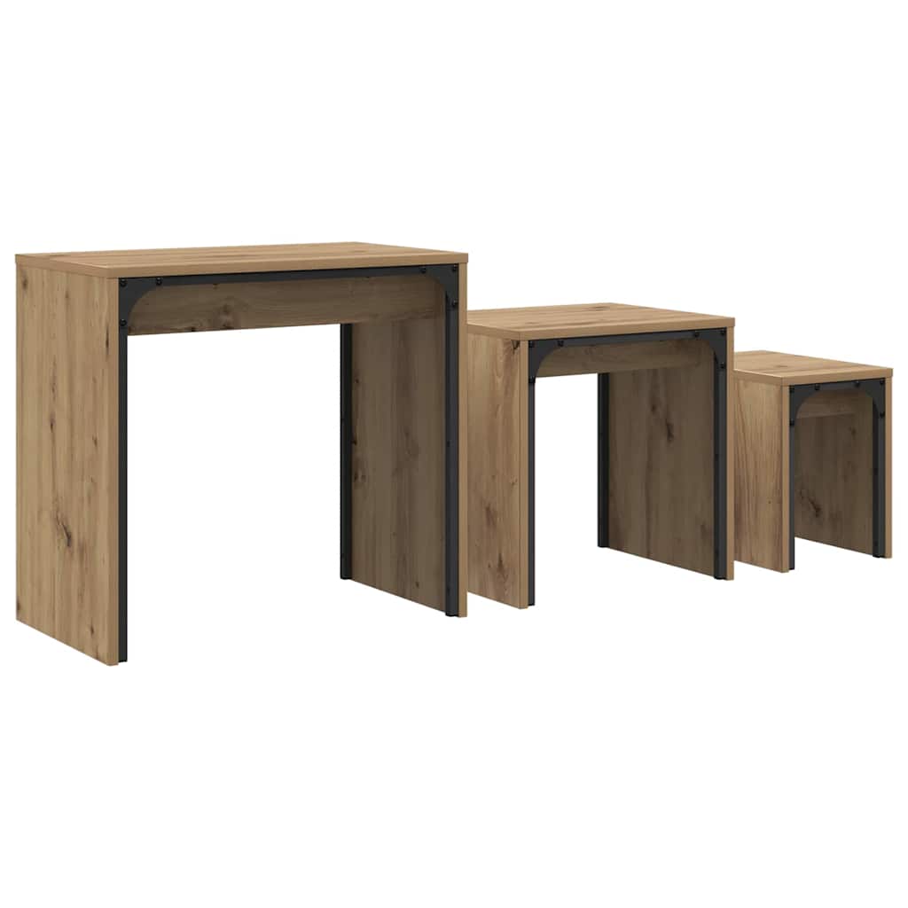 Couchtisch 3 pcs Artisan-Eiche Holzwerkstoff